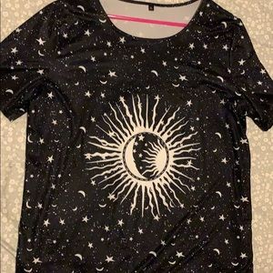 Soft, Lightweight Black and White Sun & Moon Tee